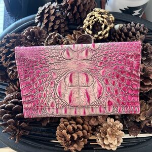 Jalda Pink Croc Embossed Clutch